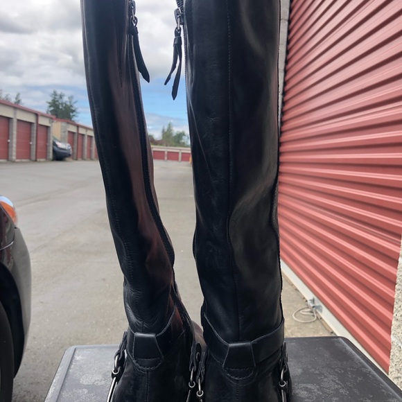 Franco Sarto Circuit Women’s Black Leather Tall Buckle Ride Boots Size 10M - Picture 7 of 14